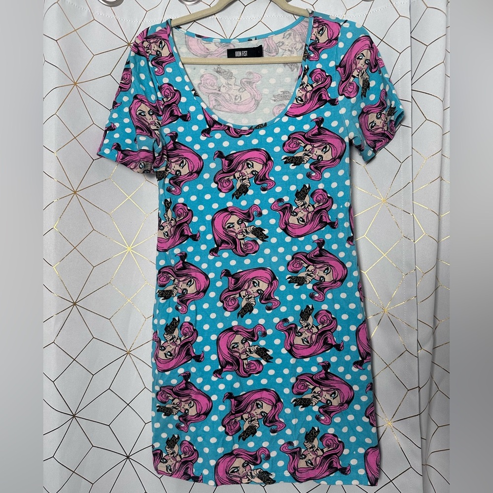 Iron Fist Women's Blue and Pink Dress Size L